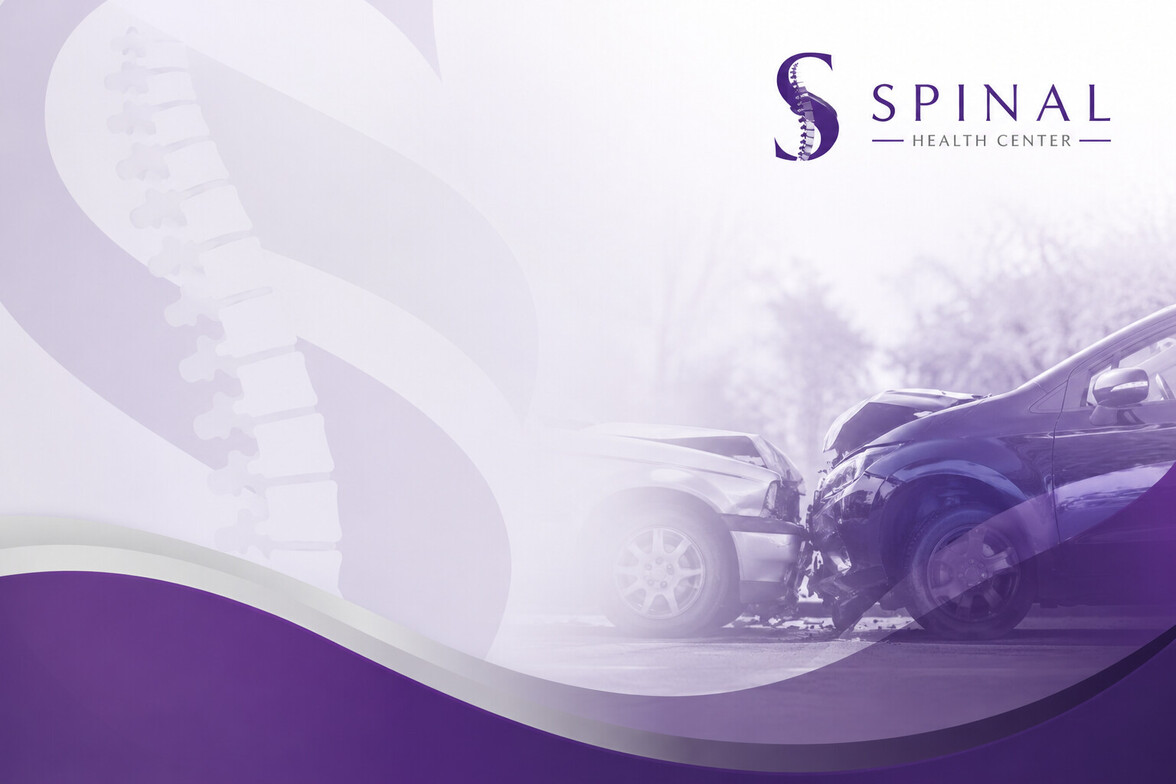 Auto accident with spinal health center logo