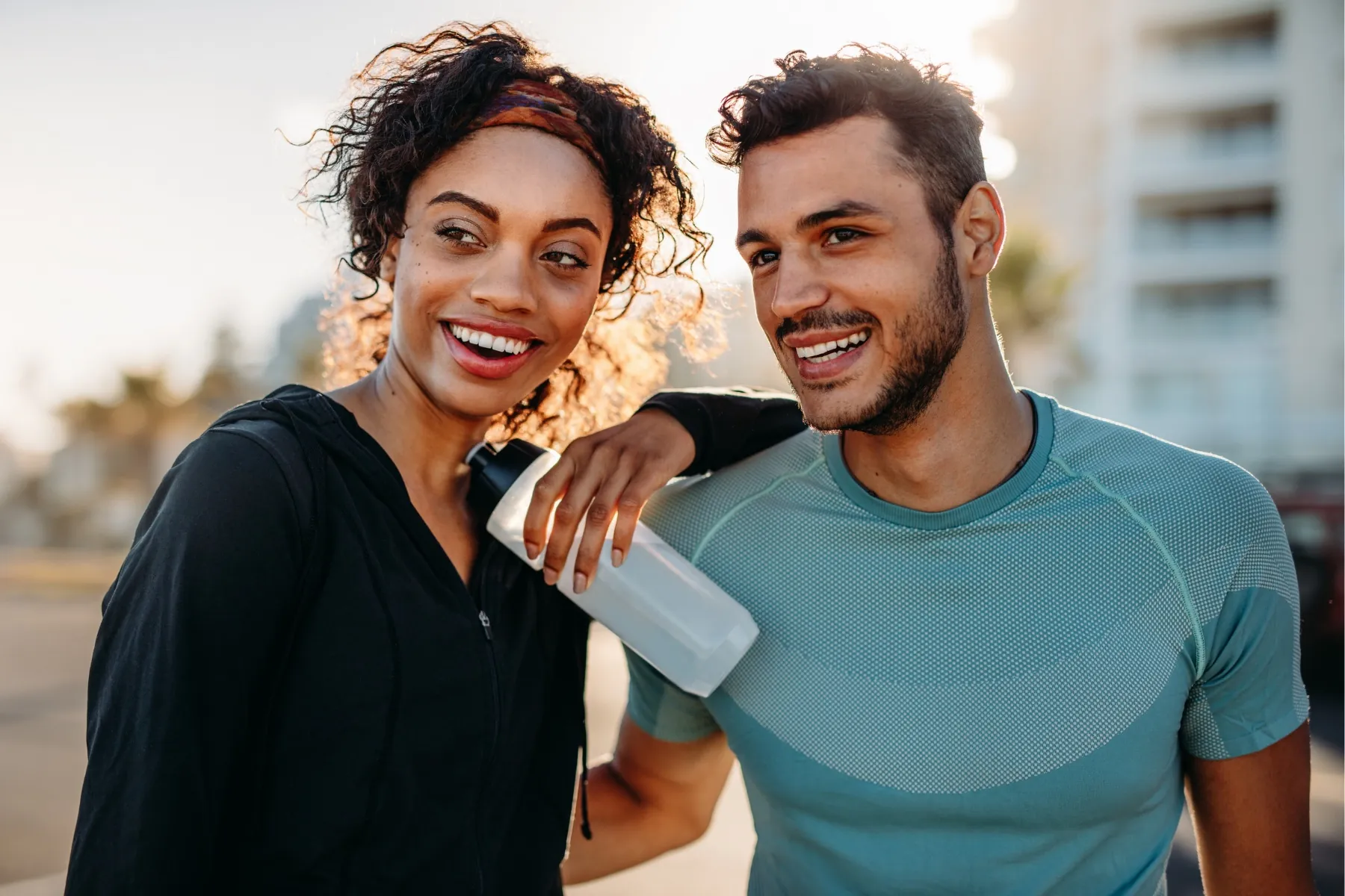 Smiling couple enjoying a healthy active lifestyle